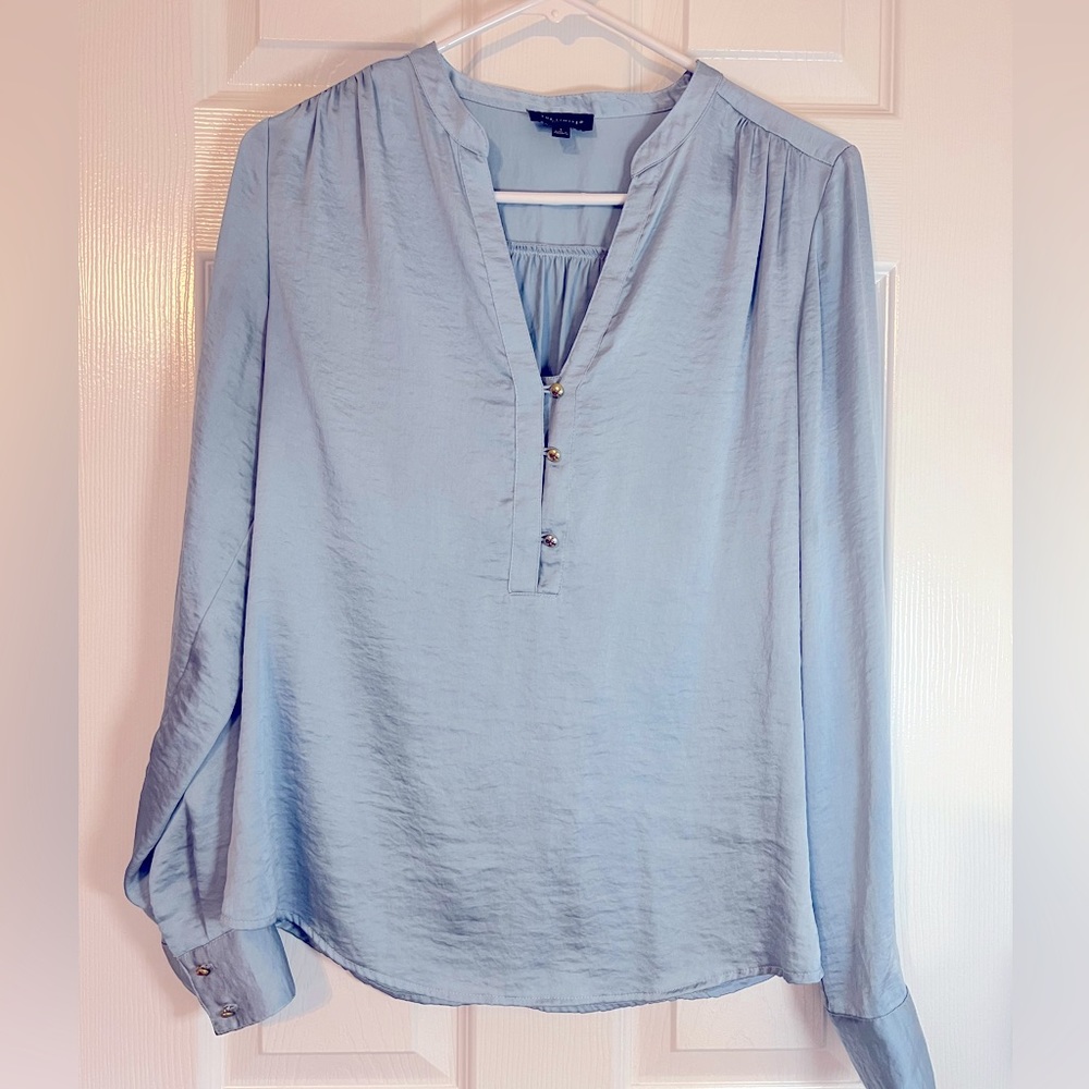 Light blue silk ladies Limited top blouse Small
